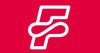 A minimalist white stylized letter 'F' logo centered on a solid red background.
